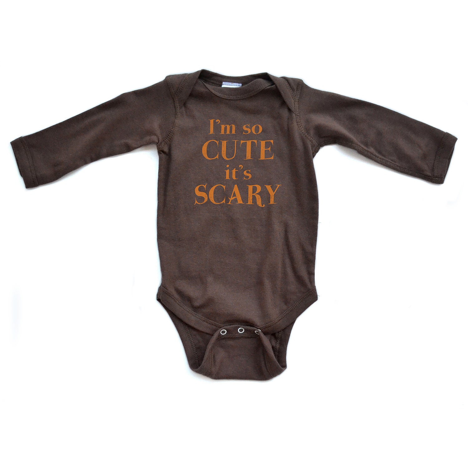 I'm So Cute It's Scary - Halloween Brown Long Sleeve Baby Bodysuit - 0307-4411-BRO