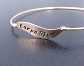 Carpe Diem Bracelet, Hand Stamped Word Bracelet, Carpe Diem Jewelry, Carpe Diem Bangle, Hand Stamped Word Jewelry, Custom Word Bracelet