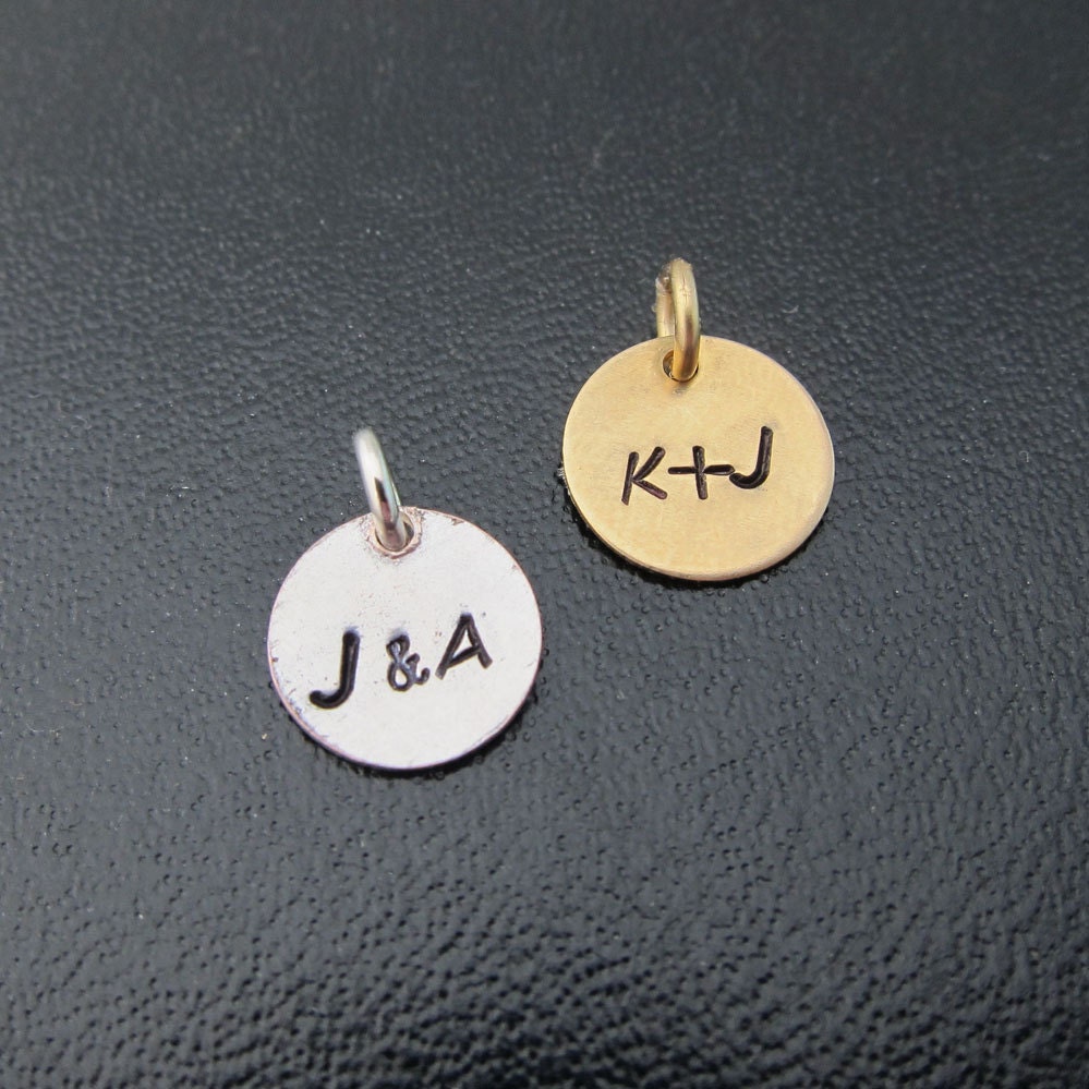 ADD a customized initial charm to your bangle bracelet - Silver Plated or Gold Brass, Personalized Initial Charm, Monogram Initial Charm