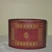 Vintage Leather Mail Storage Bin Burgundy Red Box with Gold Design Desk Top Letter Caddy 1950's Home Office Decor