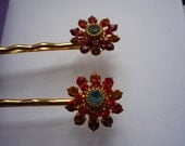 Glass bobby pins Swarovski Flowers
