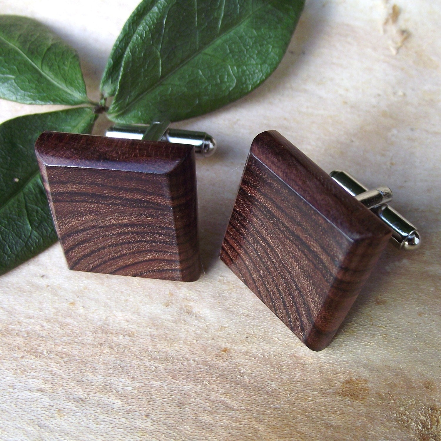 RESERVED - Wood Cuff Links Handmade from Kingwood - Wooden Cufflinks 