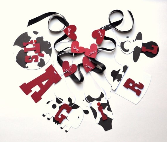 Cowgirl shower decorations red and black cow it's a girl banner by ParkersPrints on Etsy Il_570xn