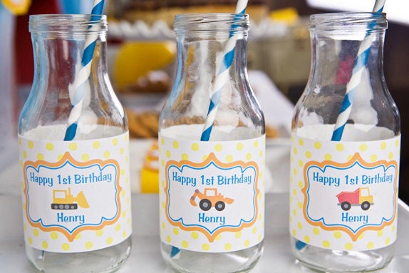 Construction Themed Water Bottle Labels - Construction Birthday Party Decorations (12) Il_170x135