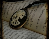 Gothic Lady Skull Cameo black Necklace Pendant
