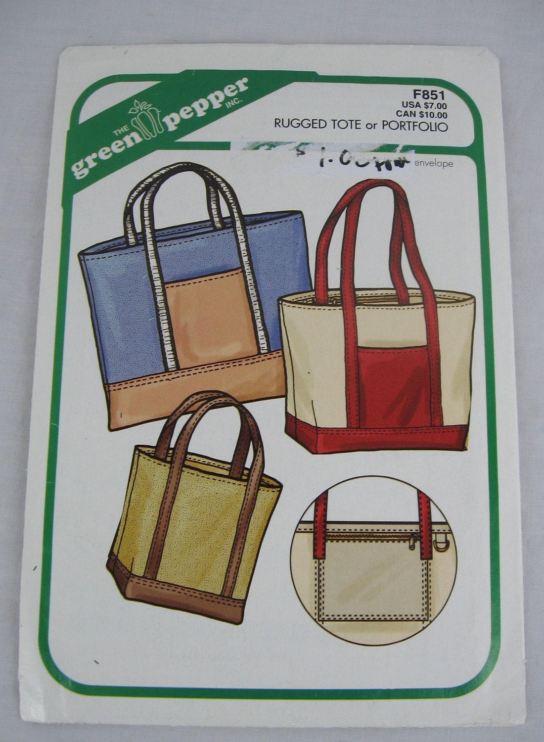 The Green Pepper Rugged Tote or Portfolio Pattern F851