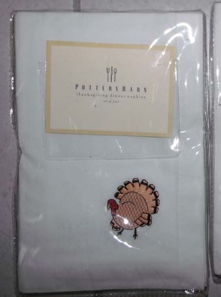 Pottery Barn Turkey Thanksgiving Dinner Napkins EIGHT Never Opened Holiday