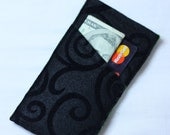 Felt iPhone 5 Case / iPhone Sleeve /iPhone 4 Cover- iPod Touch Case- Swirly Black on Lime Green with pocket