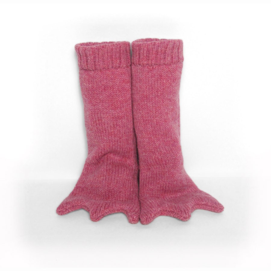 Knitted Flamingo Booties, Handmade Baby Costume - Long and Pink
