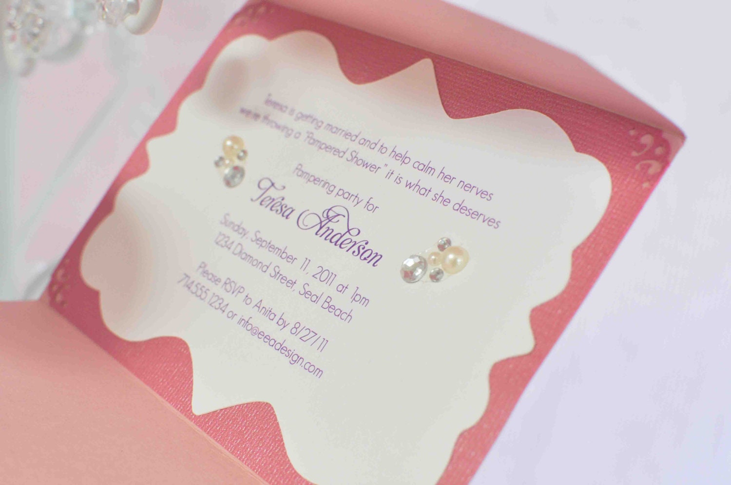 Vintage Jewelry / Bling Wedding and Shower Invitation x 1