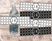 PRINTABLE PDF Wedding Party Water Bottle Labels Personalized Black and White Wrappers Il_170x135