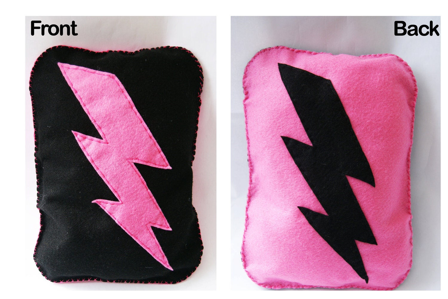 Cool New Lightning Strike Felt Cushion/Pillow Bright Neon Pink Bolt Storm