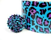 Blue and Purple Leopard Print Duct Tape Rose Ring