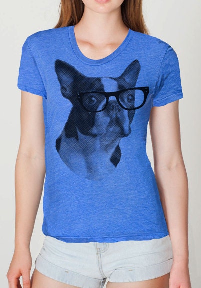 Boston Terrier t shirt -- womens american apparel  S M L XL XXL  ( 12 colors )