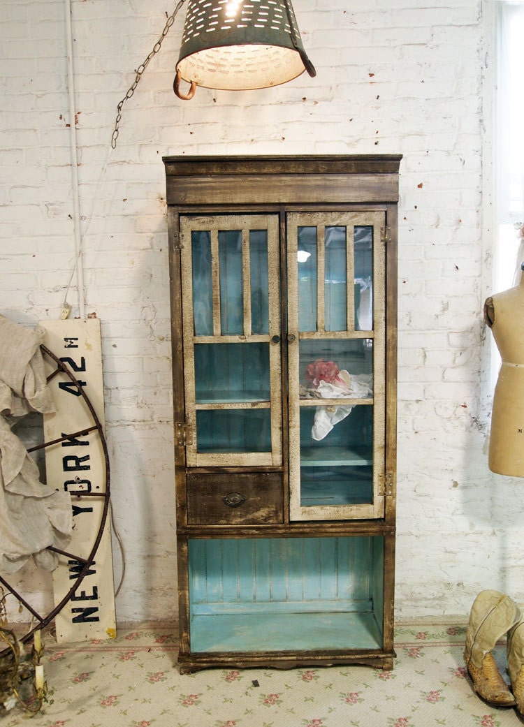 Painted Cottage Chic Shabby Handmade Farmhouse Cabinet