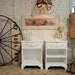 Painted Cottage Chic Shabby White Pair of French Night Tables NT480