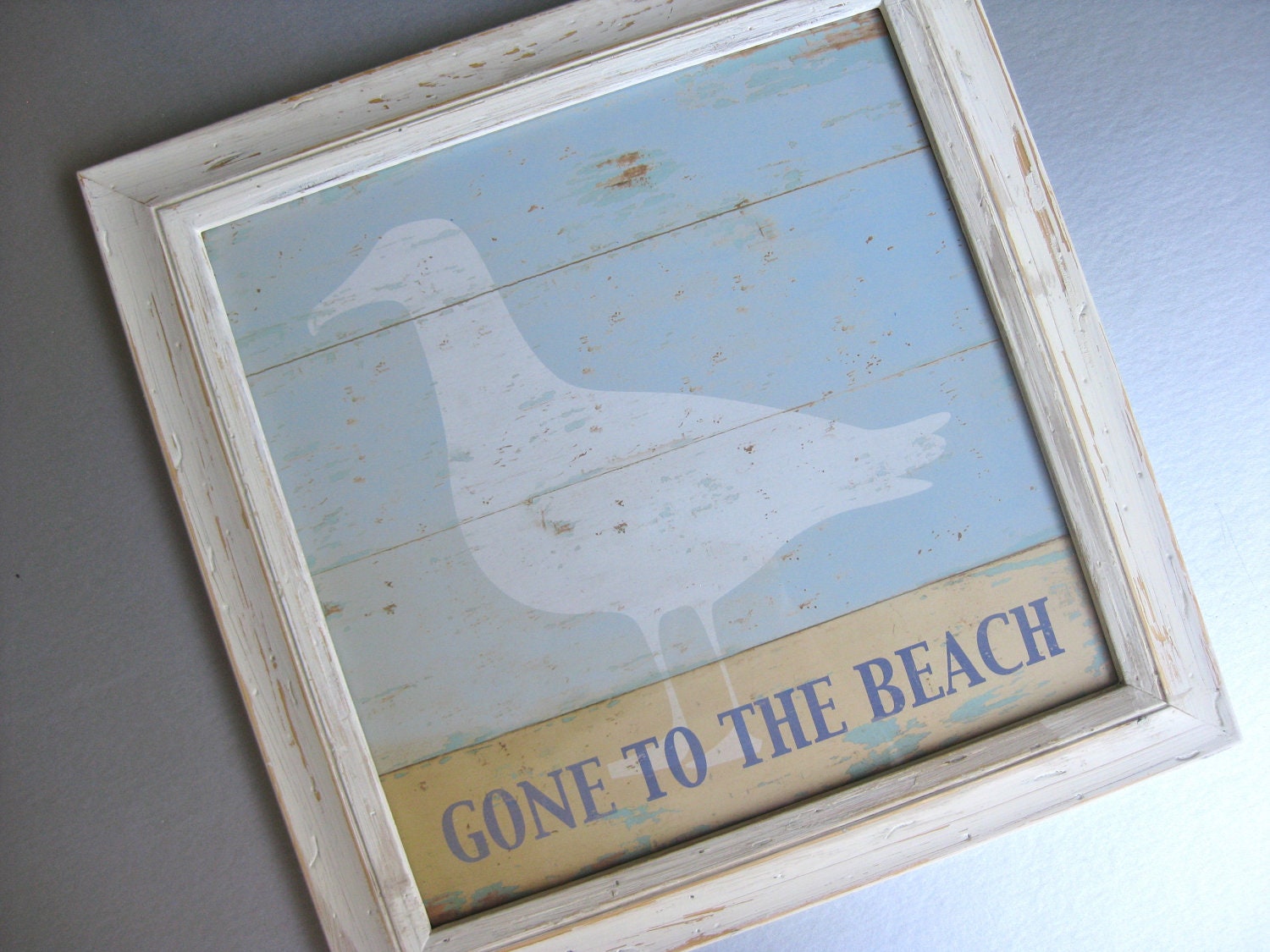 Pelican Wall Art, Beach Art, Wood Frame, Beach Cottage, Beach Bungalow, Cottage Chic, Blue, Summer Art