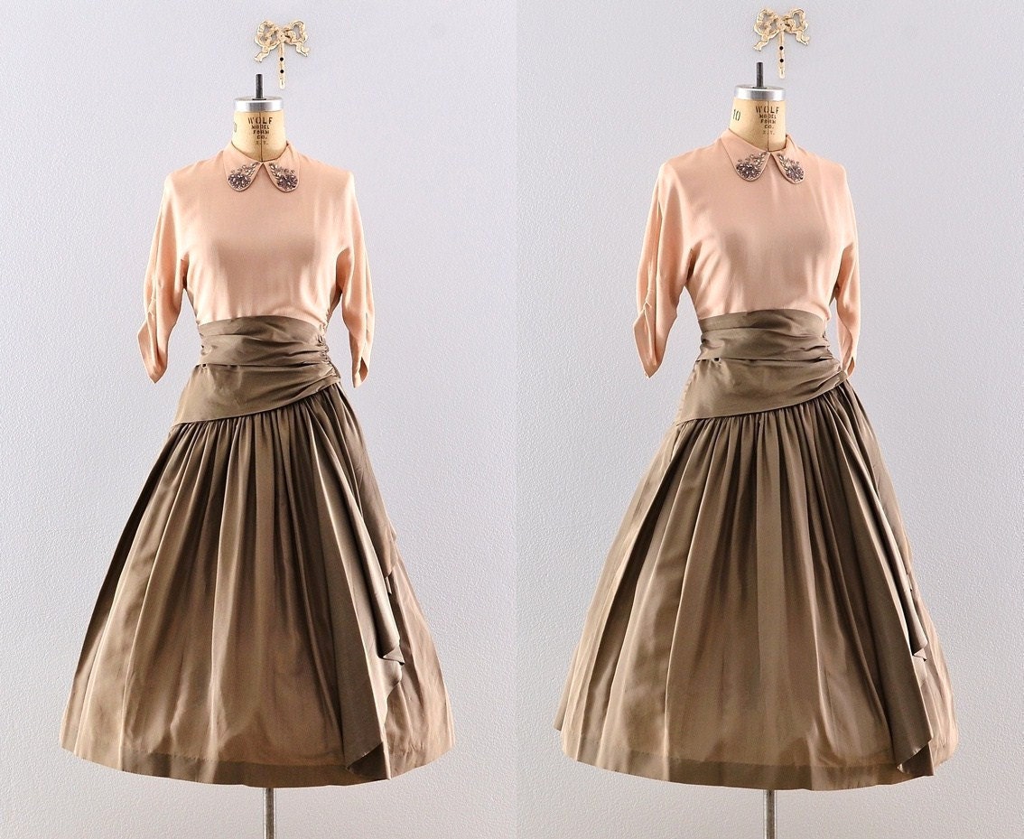 vintage 1940s draped dress / 40s party dress / showroom worthy