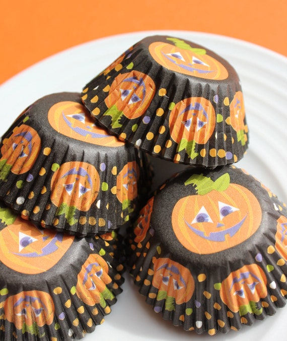 MINI Halloween Pumpkin Cupcake Liners in by thebakersconfections