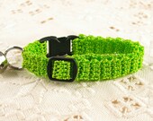 Cat Collar Crochet Lime Green Breakaway Collar Kitty Kitten