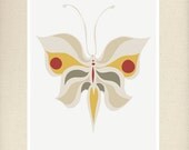Butterfly Art print I (nursery wall decor, baby butterfly, yellow, elegant butterfly)