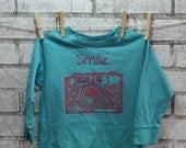 Smile 35mm Camera Tee Shirt, Children's Long Sleeved Tshirt, Dark Turquoise Blue or Custom colors