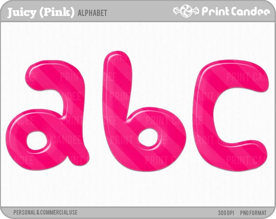 Juicy Alphabet (Pink) - BUY 2 GET 2 FREE- Digital Clip Art Personal and Commercial Use - paper crafts card making scrapbooking