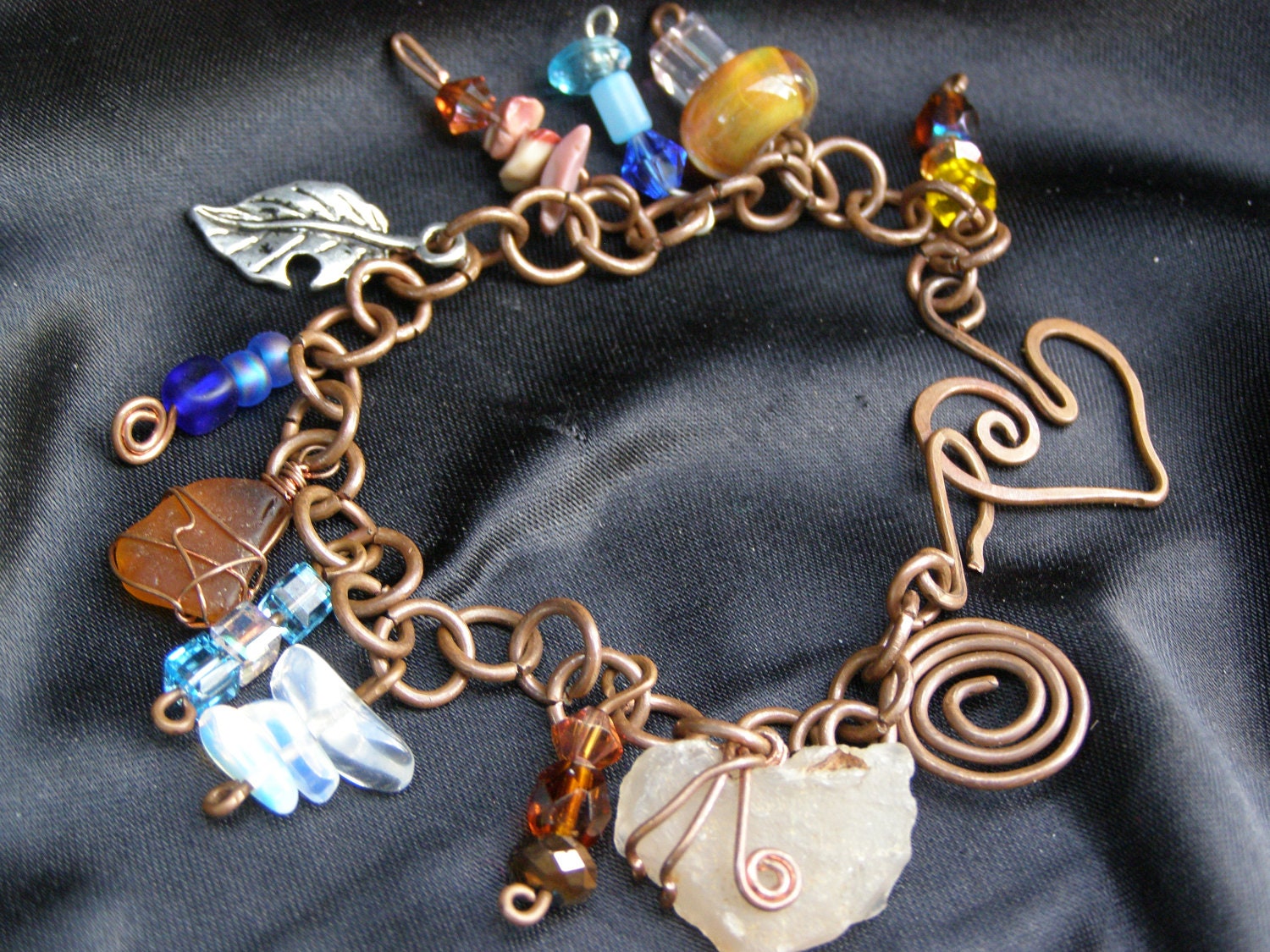 Eco jewelry Copper Wire Colorful Handmade Charm Bracelet