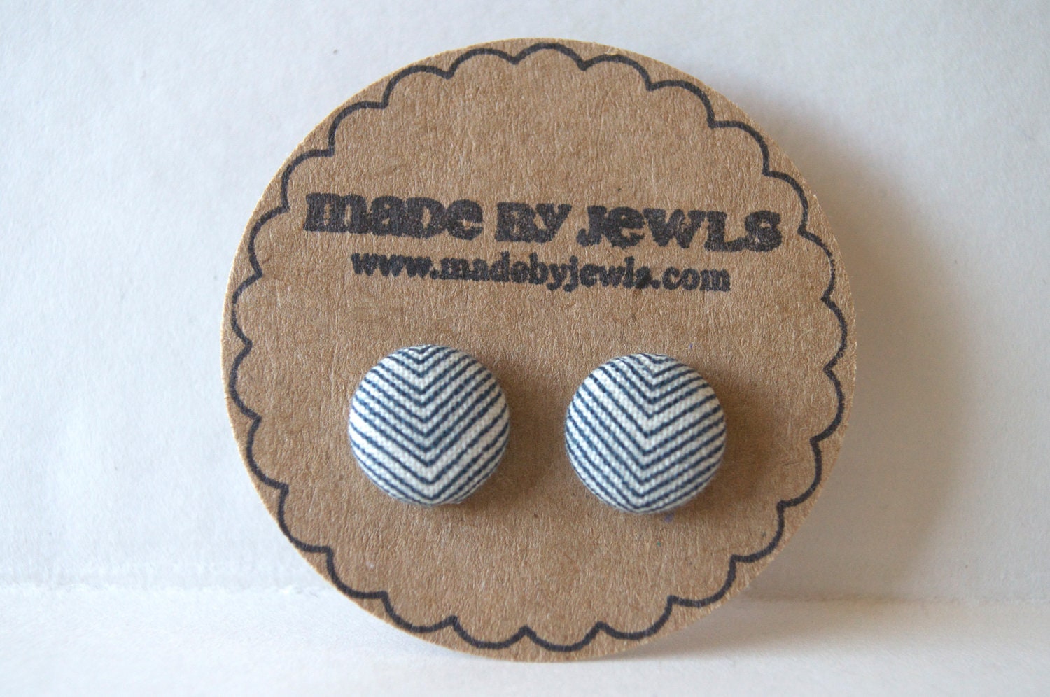 Arrowhead Fabric Covered Button Earrings