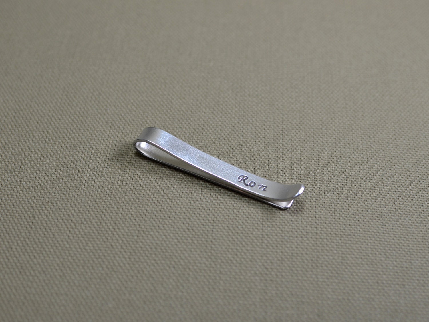 Personalized handmade aluminum tie bar for a special dad