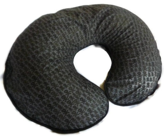 Nursing Pillow Cover Black and Grey Skull and Crossbones - fits Boppy pillow