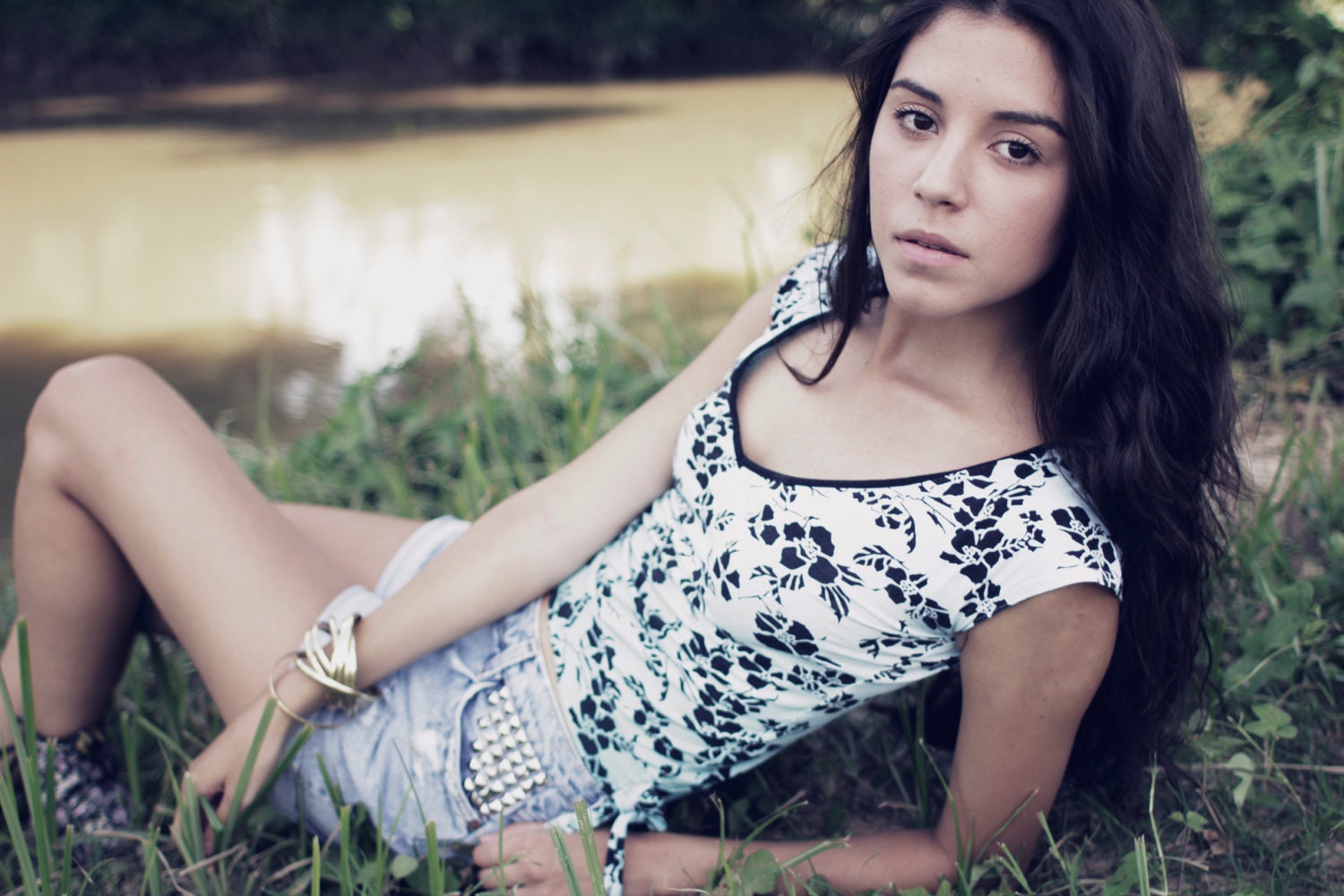 Floral Hand Dyed Crop Top S M
