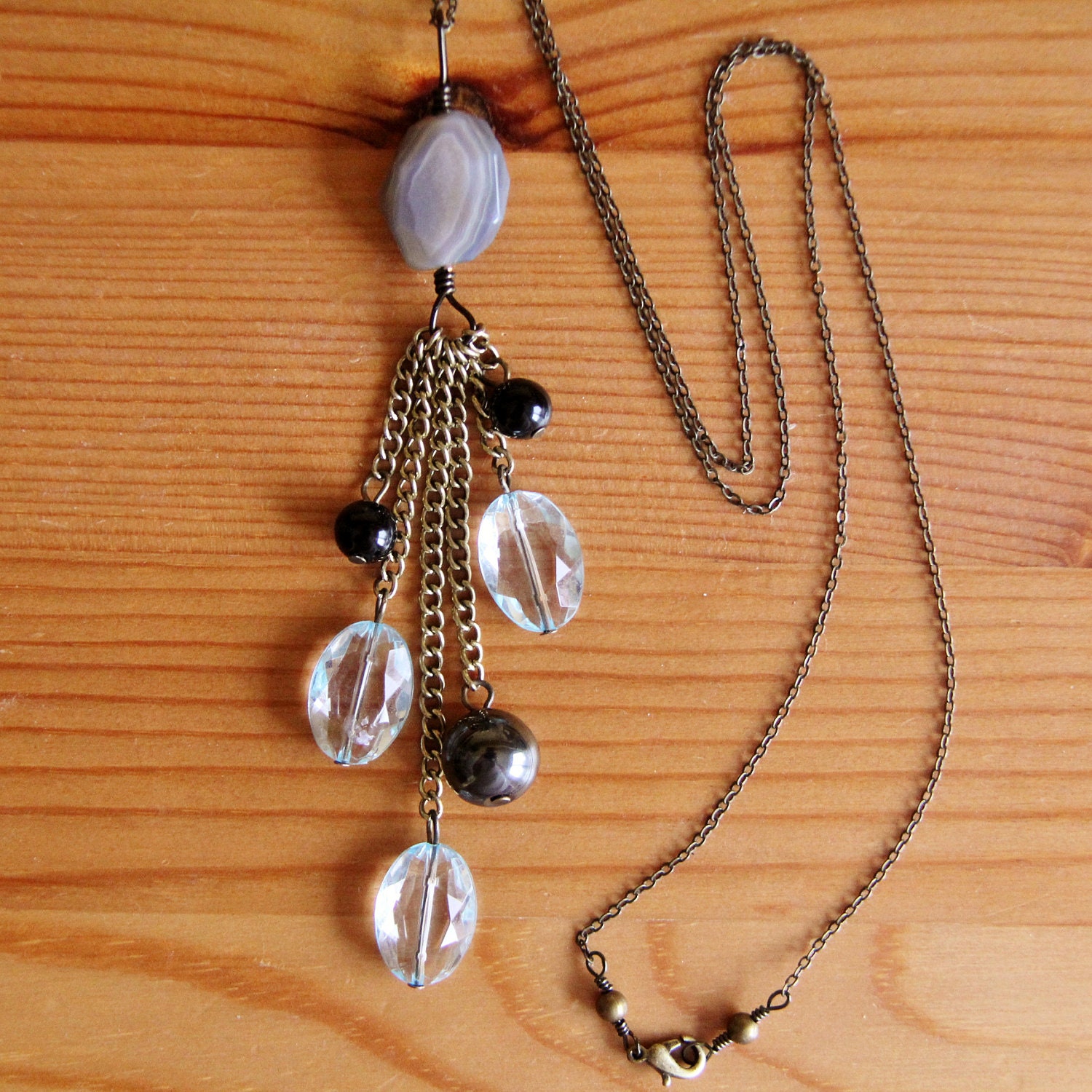 Reclaimed bohemian, funky, yet elegant brass necklace, tassel, recycled, eco friendly, boho
