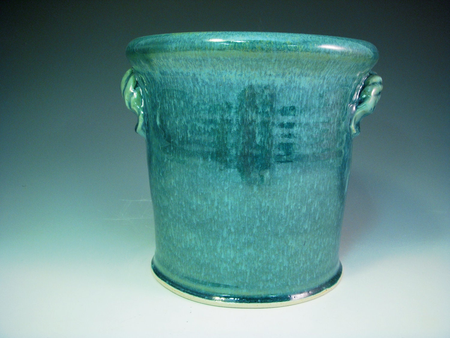 fermentation & pickling crock . ceramic pottery jar  for sauerkraut or kimchi in teal blue w/out label