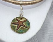 Starfish Pendant Wrapped Cord Necklace with Sterling Accents