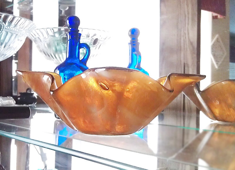 Honey Amber Bowl - Medium Handmade Fused Glass Reserved