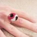 Black White and Red Cocktail Ring - Fused Glass