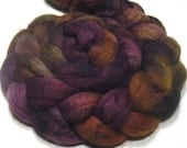 BLF wool roving - hand dyed fiber - 4.3 oz Falling Leaves - spinning and felting fiber