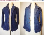 Sale Vintage 1970s Denim Blazer / Denim Jacket / 70s Wrangler Denim Jacket / Denim Blazer