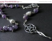 SUMMER SALE - Pagan Necklace in Amethyst Gemstone. Wiccan Meditation Rosary Necklace. Handmade New Age Jewelry by Gilliauna