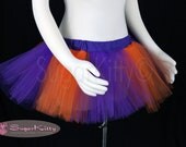 Purple & Orange Striped Tulle Tutu Mini 10"  - SugarKitty Corsets