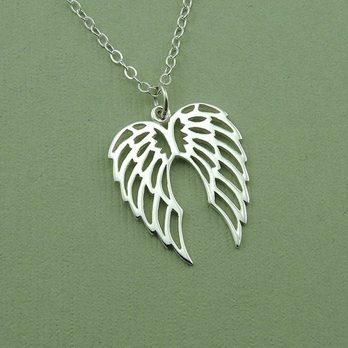 Double Angel Wing Necklace - 925 sterling silver - wing pendant jewelry - gift