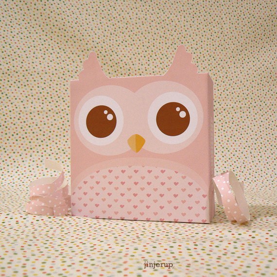 Cute Owl Pink Giftbox Printable PDF