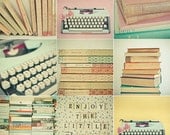 Literature photograph set - Book, typewriter, for him and her, library art, home decor - Set of Nine 4x4" Mini Prints - Literature
