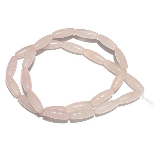16 Inch Strand - 16mm Rose Quartz Pipe Beads semiprecious tapered barrel smooth translucent light pink stone