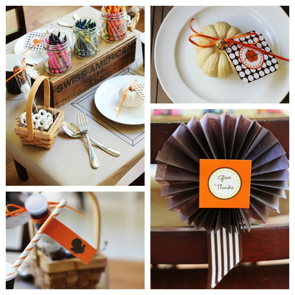 Thanksgiving Kids PRINTABLE Party Decorations Package Collection - By A Blissful Nest Il_570xn
