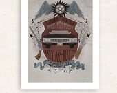 Supernatural Sam & Dean Winchesters small print / Impala / quotes
