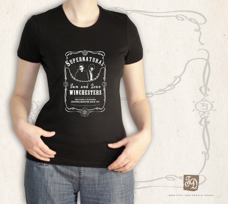 Winchesters brothers SUPERNATURAL t-shirt ( tank top ) / Dean and Sam Winchester /" Saving people, hunting things. The family bussines "