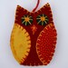 Colourful owl ornaments. 3 patchwork felt owls