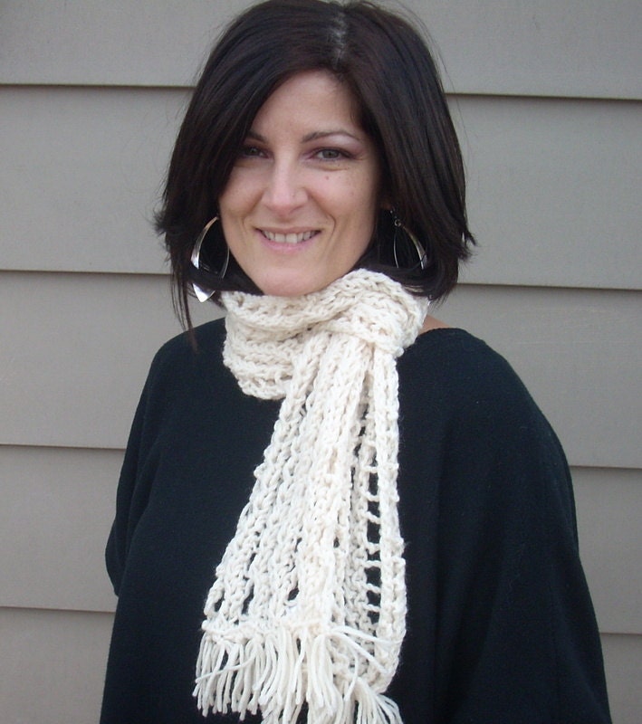 Cream lace scarf  READY TO SHIP